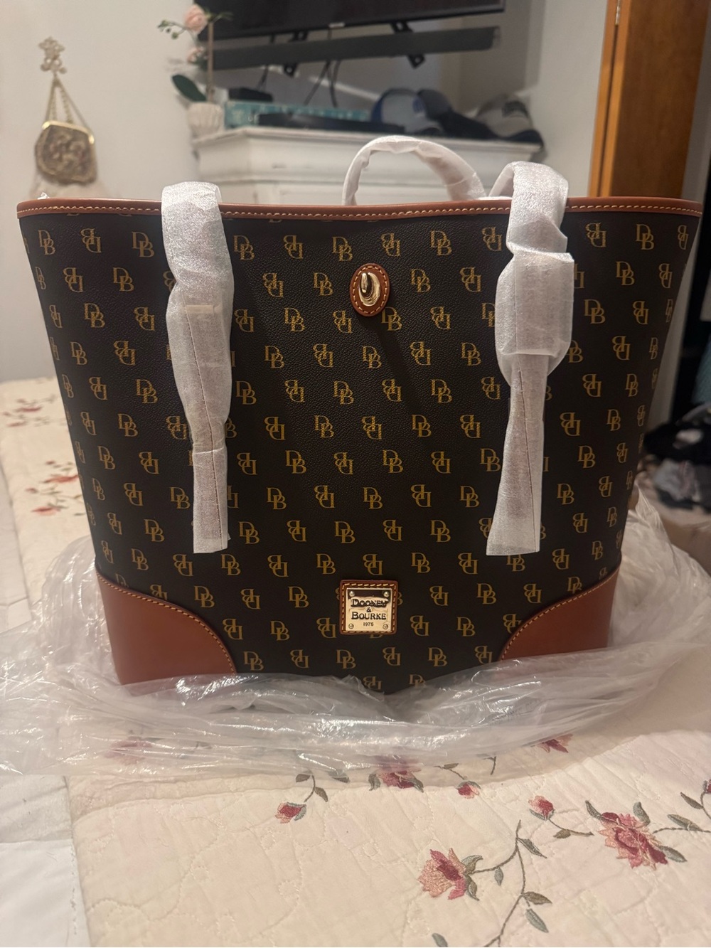 Dooney & Bourke Brown and Tan Signature Tote Extra Large